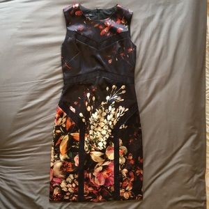 Floral-print satin dress